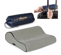 alkamto Cuscino da viaggio, supporto ergonomico per il collo, da campeggio, in memory foam, con federa termoregolante, borsa da viaggio impermeabile inclusa, grigio 35 x 30 x 10/8 cm