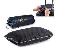 alkamto Cuscino da viaggio - Supporto ergonomico per il collo da campeggio in memory foam con federa termoregolante - Borsa da viaggio impermeabile inclusa (Nero)