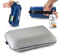 alkamto Cuscino da viaggio, supporto ergonomico per il collo, da campeggio, in memory foam, con federa termoregolante, borsa da viaggio impermeabile inclusa, colore grigio, 40 x 25 x 10 cm