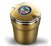 ALKANI Posacenere Auto per Alfa Romeo Giulia Giulietta 159 156 147, Automatico Auto Pattumiera Portabicchieri in Plastica Cestino la Cenere Portatile Auto Accessori,Gold