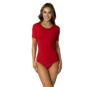 Alkato Body Donna Manica Corta Cotone - Body Donna con Scollo Tondo e Chiusura con Bottoni a Pressione, Rosso, S (Lungo 170-176 cm)