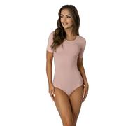 Alkato Body Donna Manica Corta Cotone - Body Donna con Scollo Tondo e Chiusura con Bottoni a Pressione, Rosa cipria, M (Short 158-164 cm)