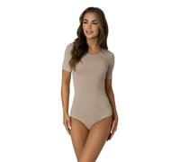 Alkato Body Donna Manica Corta Cotone - Body Donna con Scollo Tondo e Chiusura con Bottoni a Pressione, Latte beige, S (Lungo 170-176 cm)