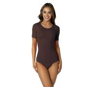 Alkato Body Donna Manica Corta Cotone - Body Donna con Scollo Tondo e Chiusura con Bottoni a Pressione, Marrone, L (Long 170-176 cm)