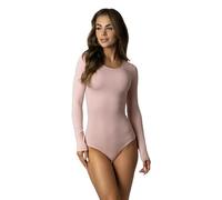 Alkato Body Donna Manica Lunga Cotone - Body Donna con Scollo Tondo e Chiusura con Bottoni Automatici, Rosa cipria, L (Long 170-176 cm)
