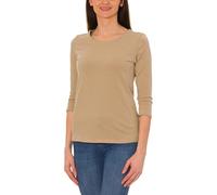 Alkato T-Shirt da Donna a Maniche a 3/4 con Scollo Tondo, Beige Scuro, XL