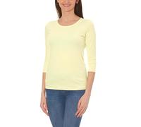 Alkato T-Shirt da Donna a Maniche a 3/4 con Scollo Tondo, Giallo Banana, L
