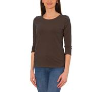 Alkato T-Shirt da Donna a Maniche a 3/4 con Scollo Tondo, Marrone, L