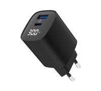alkaya GaN - Caricatore USB C da 30 W con display digitale, USB-C e USB-A, caricatore rapido compatto per casa, ufficio e viaggi, caricabatterie USB sicuro per iPhone, Samsung, Nexus, tablet e altro