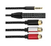 Alksubbm Cavo di prolunga AV da 3,5 mm a 3 RCA con 3, da dritto a dritto | Spina maschio a quattro conduttori da 3,5 mm, video composito e percorsi sinistro e destro, richiede un cavo AV maschio