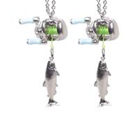 Alksubbm Collana leggera con ciondolo a forma di mulinello da pesca, lunghezza regolabile, accessorio per gli amanti della pesca all'aria aperta Collana con mulinello in miniatura, One Size, come