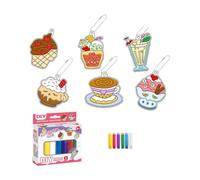 Alksubbm Dipingi il tuo set di ciondoli ornamentali per bambini dai 3 anni | 6 catene di perline, progetto accessorio borsa, esposizione dei giovani