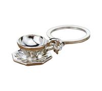 Alksubbm Portachiavi in metallo con ciondolo a forma di macchina da caffè espresso, idea regalo per gli innamorati, accessorio da viaggio, Vassoio Tazza Argento, Taglia unica