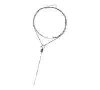 Alksubbm Set di collana con diamanti neri quadrati geometrici dalla vestibilità comoda, ideale per tutto il giorno comfort e riunioni formali, gioielli con cristalli neri, Misura unica, come descritto