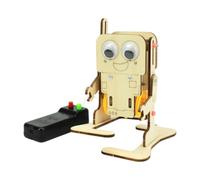 Alksubbm Set di costruzione robot in legno con controllo a filo portatile | Edificio in legno parte per parte, controllo interattivo con cavo, attività di apprendimento tecnologico pratico per studenti