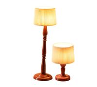 Alksubbm Set miniatura lampada da terra in scala 1:12 | Coppia di luci decorative a LED in stile retrò, alte e corte, per sale da collezione, stile mensola, accento vintage per