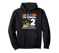 all Aboard Im Turning 2 2 Compleanno 2 Anni 2 Anni Felpa con Cappuccio