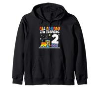 all Aboard Im Turning 2 2 Compleanno 2 Anni 2 Anni Felpa con Cappuccio
