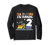 all Aboard Im Turning 2 2 Compleanno 2 Anni 2 Anni Maglia a Manica