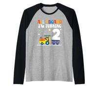 all Aboard Im Turning 2 2 Compleanno 2 Anni 2 Anni Maglia con Maniche Raglan