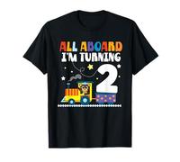 all Aboard Im Turning 2 2 Compleanno 2 Anni 2 Anni Maglietta