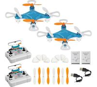 All-Ages Mini Drone with Easy Stunt Flights & 360° Tricks - Perfect Beginner-Friendly Flyer, Remote Little Aerobatic 4-Axis Drone with LED Light & Propeller Protection & Altitude Hold (Blue * 2)
