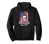All American Auntie Patriotic Messy Bun Skull USA 4th July Felpa con Cappuccio