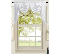 All American Collection Mantovana doppia a cascata in finta seta con code (139,7 x 81,3 cm, mantovana bianca)