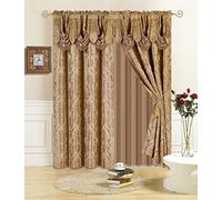 All American Collection Set di 4 drappeggi con mantovana e velato con 2 fermatende inclusi (lunghezza 243,8 cm, tortora)
