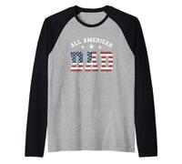All American Dad 4 luglio festa del papà bandiera degli Stati Uniti per il padre Maglia con Maniche Raglan