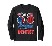 all American Dentist American Flag Sunglasses 4th of July Maglia a Manica