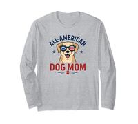 All American Dog Mom - Simpatico design patriottico per gli amanti degli animali domestici Maglia a Manica
