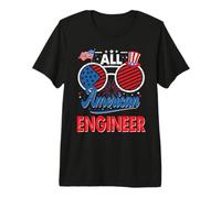 all American Engineer American Flag Sunglasses 4th of July Maglietta Premium