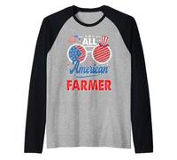 all American Farmer American Flag Sunglasses 4th of July Maglia con Maniche Raglan