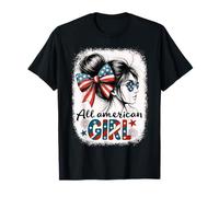 All American Girl Chignon disordinato Coquette Bow 4 luglio Donne Ragazza Maglietta