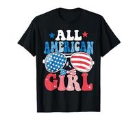 All American Girl Retro Occhiali da sole Bandiera USA Divertente 4 luglio Maglietta