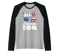all American Son American Flag Sunglasses 4th of July Maglia con Maniche Raglan