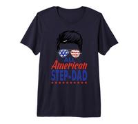 all American Step-Dad Sunglasses USA Flag 4th of July Maglietta Premium