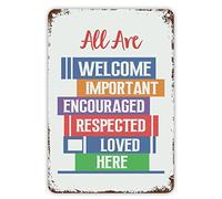 All Are Welcome - Segnali importanti incoraggiati per il ritorno a scuola, per il primo giorno di scuola, decorazione per l'aula, libro a matita, colorato, in metallo, stile vintage, per bambini