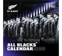 All Blacks Official | Calendario da parete 2026, 30,5 x 61 cm (appeso), quadrato, mensile, senza plastica, BrownTrout | Rugby Sport