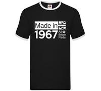 All British Parts 1967 Ringer T-Shirt Uomo Manica Corta 100% Cotone