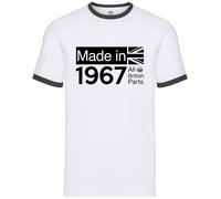 All British Parts 1967 Ringer T-Shirt Uomo Manica Corta 100% Cotone