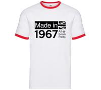 All British Parts 1967 Ringer T-Shirt Uomo Manica Corta 100% Cotone