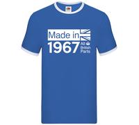 All British Parts 1967 Ringer T-Shirt Uomo Manica Corta 100% Cotone