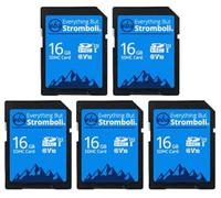 All But Stromboli SD Card Class 10 Multipack UHS-1 U1 V10 Video Speed C10 SDHC Scheda di memoria per fotocamera digitale compatibile, computer, fotocamera Trail 16 GB, confezione da 5. 16GB