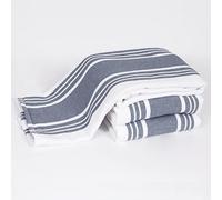 All-Clad Strofinacci reversibili a doppio uso, 100% cotone assorbente, set di 3 asciugamani da cucina a righe, 43,2 x 76,2 cm, confezione da 3 tessuti indaco