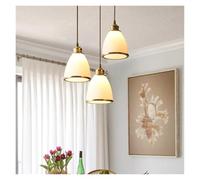 All Copper Frosted Glass Simple Retro Warm Hanging Lamp for Dining Living Room Bedroom Study Indoor LED Light