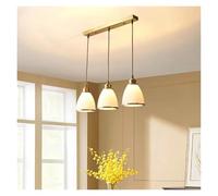 All Copper Frosted Glass Simple Retro Warm Hanging Lamp for Dining Living Room Bedroom Study Indoor LED Light