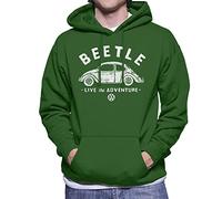 All+Every Volkswagen Beetle White Live The Adventure Retro Logo Men's Hooded Sweatshirt