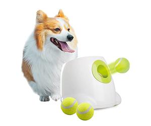 ALL FOR PAWS Hyperfetch Ultimate Throwing Toy Interactive Automatic Ball Launcher Dog Toy, Tennis Ball Throwing Machine for Dog Training 3 Balls Included (Mini Style) with European Adapter